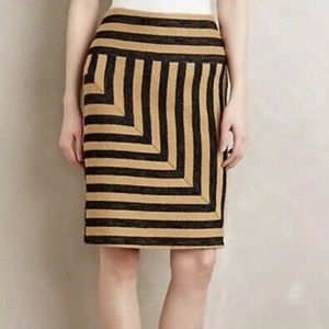 Anthropologie Tweed and Navy Pencil Skirt